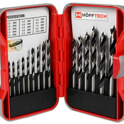Hofftech Houtboorset - 15-delig - 3 t/m 10 mm - Inclusief Luxe Hardcase