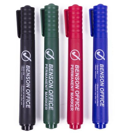 Benson Permanente Markers - 4 Stuks - Kleur & Zwart - Profi