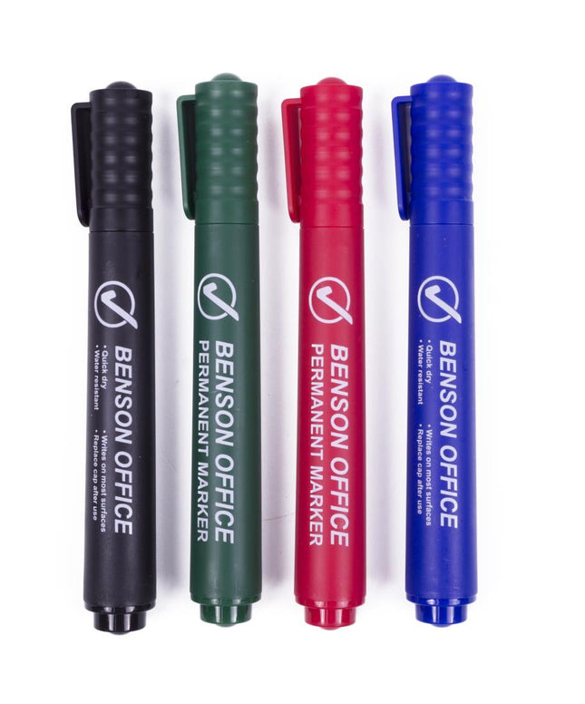 Benson Permanente Markers - 4 Stuks - Kleur & Zwart - Profi