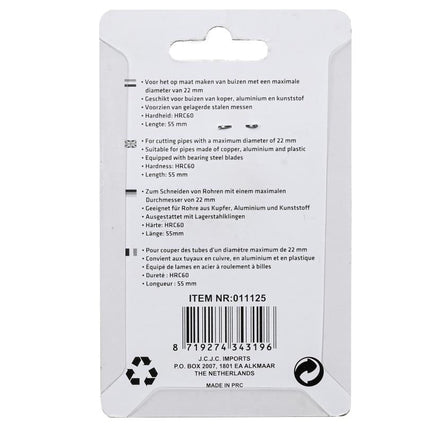 Benson Compacte Mini-Pijpensnijder - Ø 3 tot 22 mm - Voor Koper en Aluminium