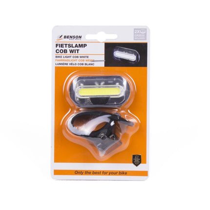 Benson Compacte Fietskoplamp - Ultra COB LED - Wit - Silicone Bevestiging