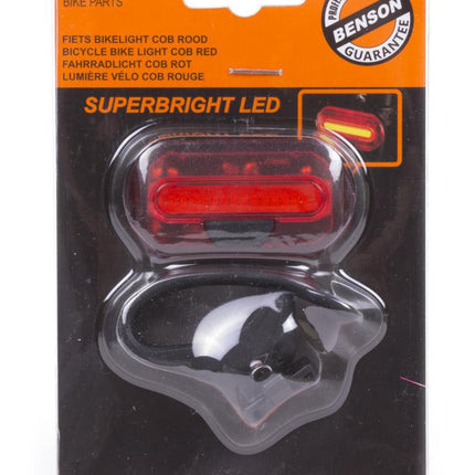 Benson Compact Fiets Achterlicht - 15 COB LED's - Rood - Inclusief Batterijen