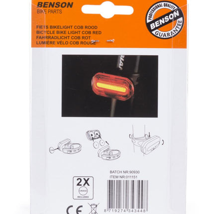 Benson Compact Fiets Achterlicht - 15 COB LED's - Rood - Inclusief Batterijen