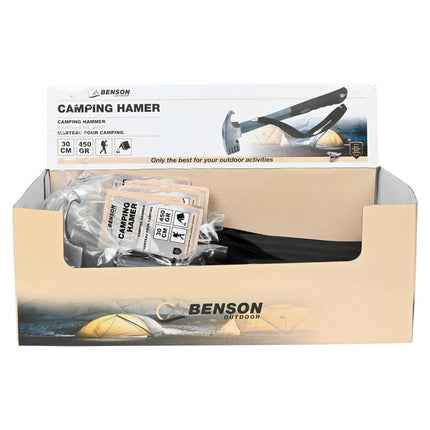 Benson Campinghamer - 450 Gram - 30 cm - Stalen Kop - Ergonomische Rubberen Grip