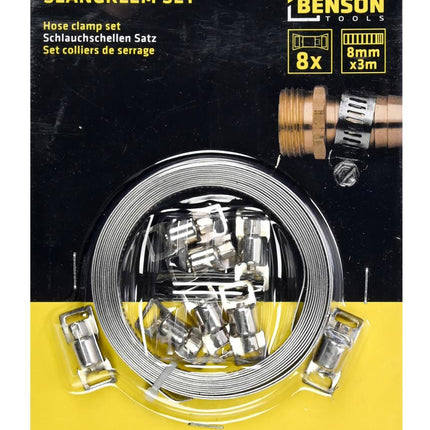 Benson Universele Slangklemmen Set – 3 Meter x 8 mm – 9-delig