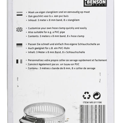 Benson Universele Slangklemmen Set – 3 Meter x 8 mm – 9-delig