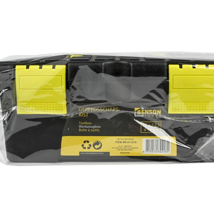 Benson Compacte Gereedschapskist 25 cm - Lichtgewicht & Stevig - Zwart/Geel
