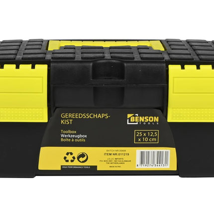 Benson Compacte Gereedschapskist 25 cm - Lichtgewicht & Stevig - Zwart/Geel