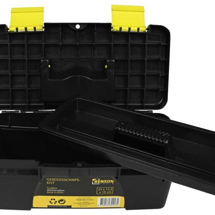 Benson Compacte Gereedschapskist 25 cm - Lichtgewicht & Stevig - Zwart/Geel