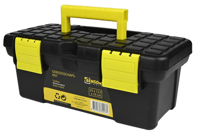 Benson Compacte Gereedschapskist 25 cm - Lichtgewicht & Stevig - Zwart/Geel