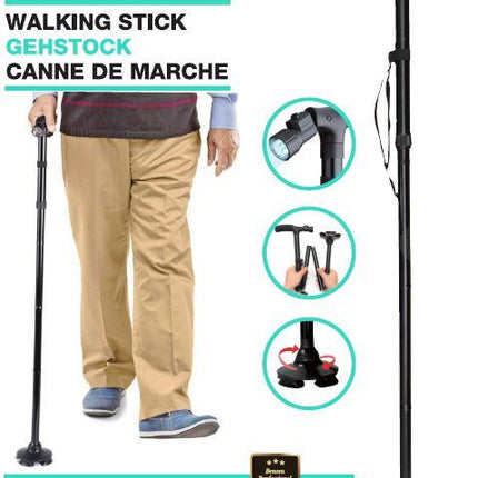 Benson Wandelstok met LED – Opvouwbaar – Zelfstaand – 85-95 cm