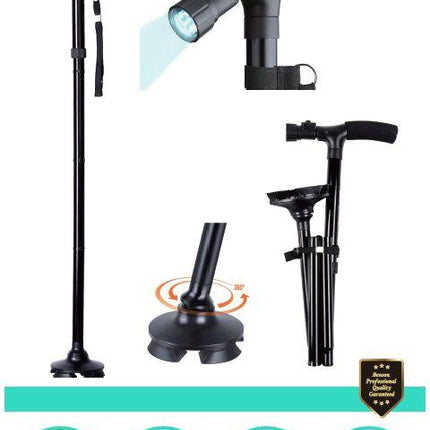 Benson Wandelstok met LED – Opvouwbaar – Zelfstaand – 85-95 cm