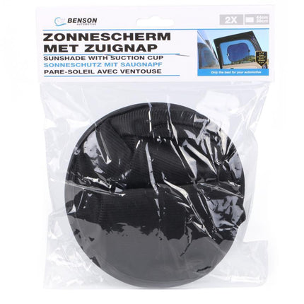 Benson Auto Zonnescherm Zijraam – Set van 2 – 44 x 38 cm – Met Zuignappen