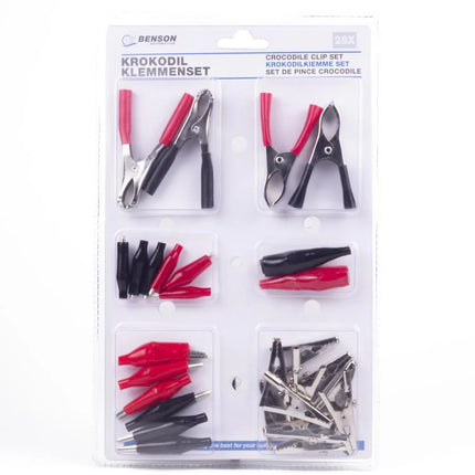 Benson Krokodil Klemmenset – 28-delig – Geïsoleerd & Ongeïsoleerd – 35 tot 70 mm