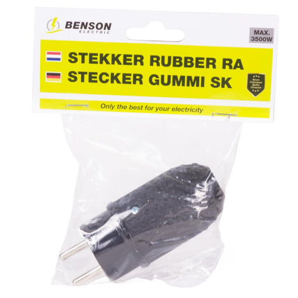 Benson Rubberen Stekker met Randaarde – IP44 – Zwart – 3500 Watt
