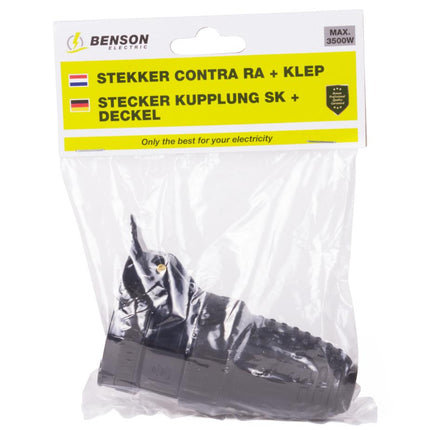 Benson Contrastekker met Klep – IP44 – Randaarde – Zwart – 3500W