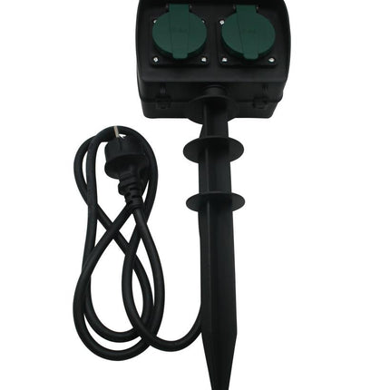 Benson Tuincontactdoos op Spies met Timer – 2-voudig – 1,5 meter – IP44