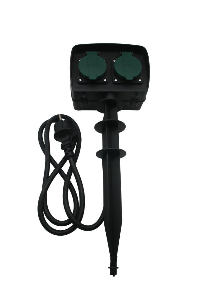 Benson Tuincontactdoos op Spies met Timer – 2-voudig – 1,5 meter – IP44