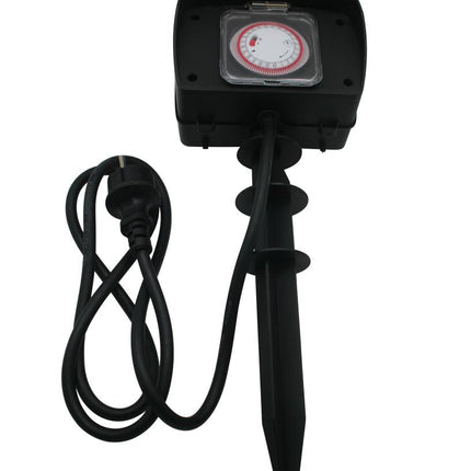 Benson Tuincontactdoos op Spies met Timer – 2-voudig – 1,5 meter – IP44
