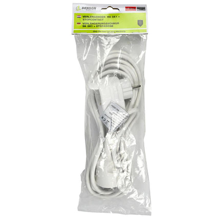 Benson Verlengsnoer – 5 meter – Randaarde – Wit