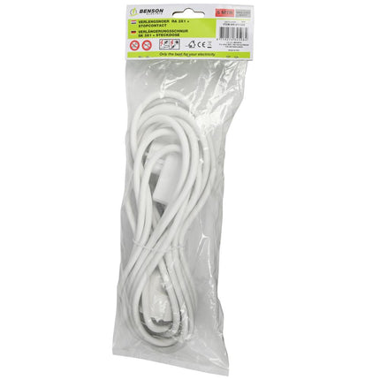 Benson Verlengsnoer – 5 meter – Randaarde – Wit