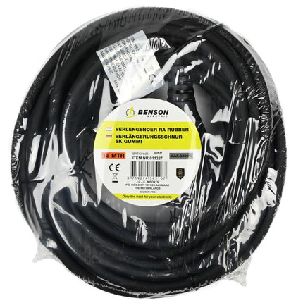 Benson Rubber Verlengsnoer – 15 meter – Randaarde – IP44 – 3 x 1.5 mm²