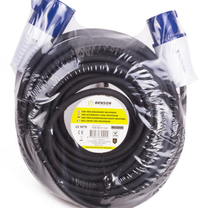 Benson Verlengkabel - Neopreen - IP44 - 20 meter - Blauw - Caravan/Camper/Boot