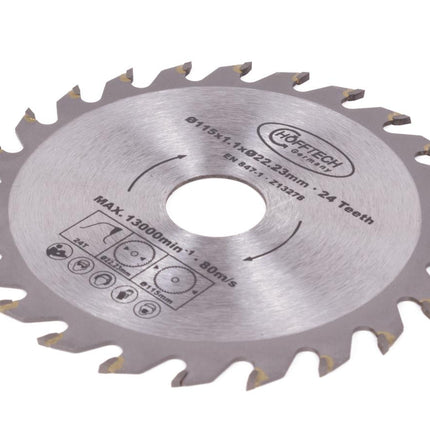 Hofftech Cirkelzaagblad - Ø 115 mm - 24 Tands - Inclusief Verloopringen