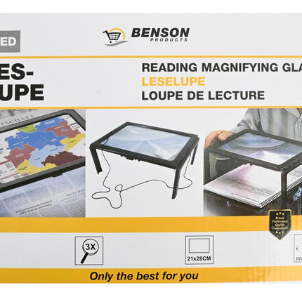 Benson A4 Leesloep met LED-verlichting - 3x Vergroting - Zwart
