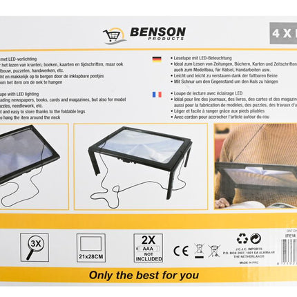 Benson A4 Leesloep met LED-verlichting - 3x Vergroting - Zwart