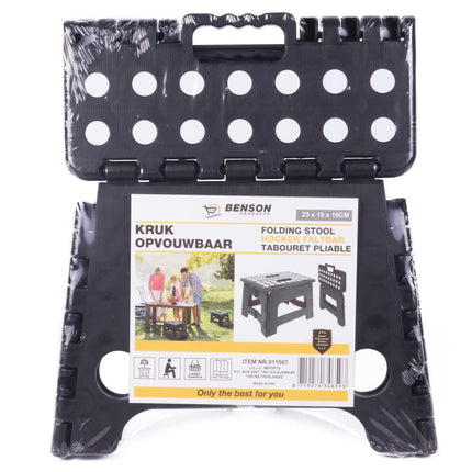 Benson Opvouwbare Kruk - Zwart met Witte Stippen - Klein - Max. 80 kg