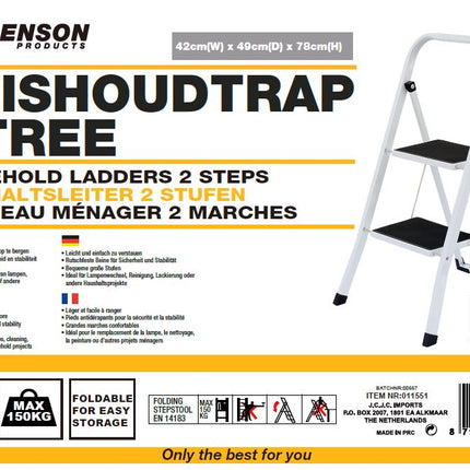 Benson Huishoudtrap - 2 Treden - Inklapbaar - Anti-slip - Max. 150 kg