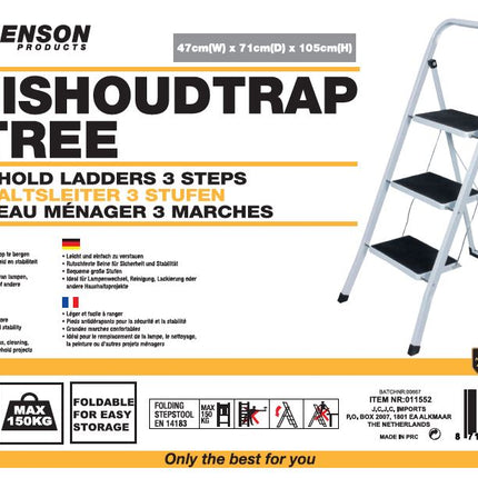 Benson Huishoudtrap - 3 Treden - Inklapbaar - Anti-slip - Max. 150 kg