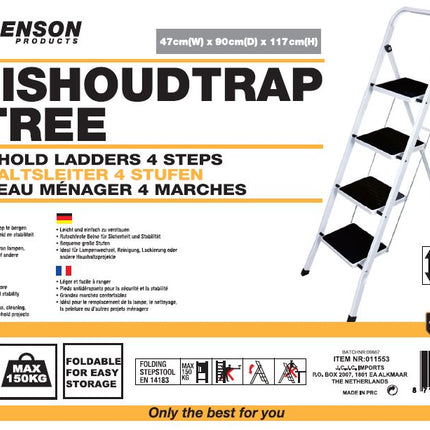 Benson Huishoudtrap - 4 Treden - Inklapbaar - Anti-slip - Max. 150 kg