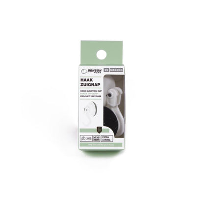 Benson Ophanghaken met Zuignap - Wit - Ø 35 mm - 2-delig - Draagvermogen 2 kg