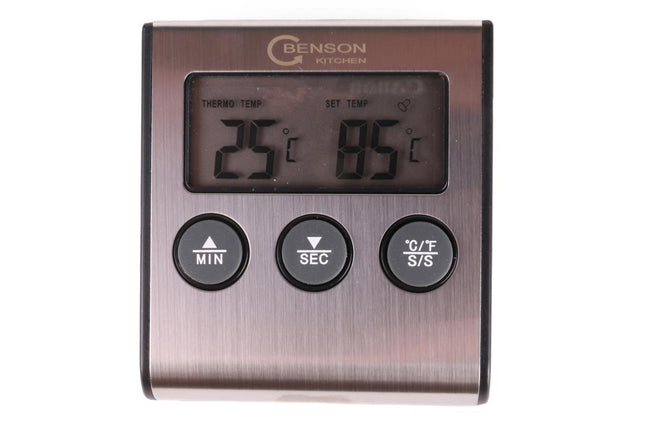 Benson Digitale Braadthermometer - Met Timer & Alarm - RVS Sonde - tot 250°C