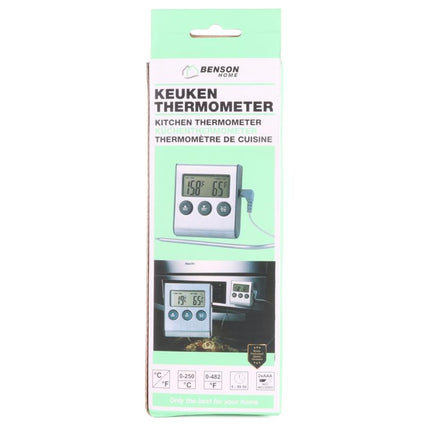 Benson Digitale Braadthermometer - Met Timer & Alarm - RVS Sonde - tot 250°C