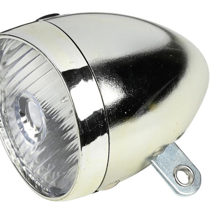 Benson Retro Fietskoplamp - Chroom - 1 LED - 4 Lux - Inclusief Batterijen
