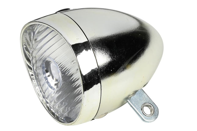 Benson Retro Fietskoplamp - Chroom - 1 LED - 4 Lux - Inclusief Batterijen