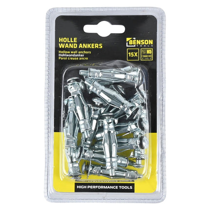 Benson Hollewand Ankers M5 x 37 mm – 15 stuks – Staal Elektroverzinkt