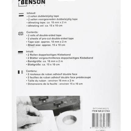 Benson Dubbelzijdige Foamtape Set - 4 Stuks - Sterke Hechting