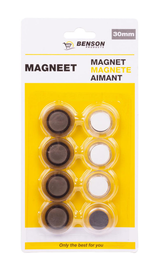 Benson Magneten Office - 8 Stuks - Ø 30 mm - Voor Magneetborden