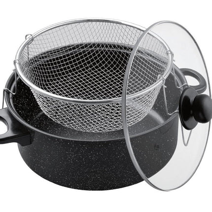 Benson Frituurpan met Korf - Marmer Coating - Ø 26 cm - Carbonstaal