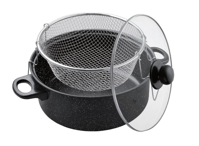 Benson Frituurpan met Korf - Marmer Coating - Ø 26 cm - Carbonstaal