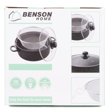 Benson Frituurpan met Korf - Marmer Coating - Ø 26 cm - Carbonstaal