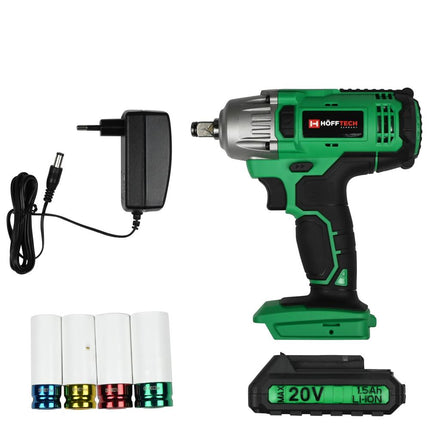 Hofftech Accu Slagmoersleutel - 20V - 380 Nm - Inclusief 4 Krachtdoppen & Koffer