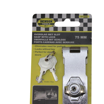 Benson Overslag met Geïntegreerd Slot – 75 mm – Gehard Staal – Chroom
