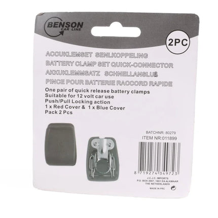 Benson Snelkoppeling Accuklemmen Set – 12V – Rood & Blauw – 2-delig