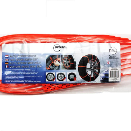 Benson Auto Sneeuwgrips – 10-delig – Voor Velgen tot 22 Inch – Oranje – Hulp bij Gladheid
