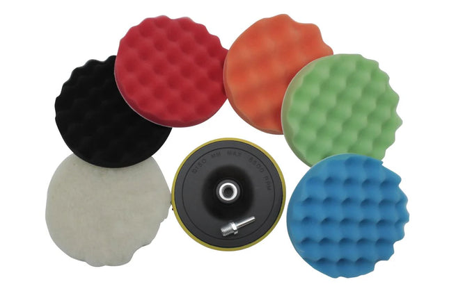 Hofftech Polijstset 7-delig – Ø 150 mm – Met M14 Adapter – Complete Polijstkit